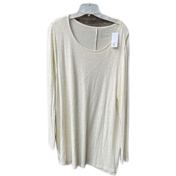 Liv 14/16 oatmeal scoop neck lightweight semi sheer tunic - Picture 1 of 7